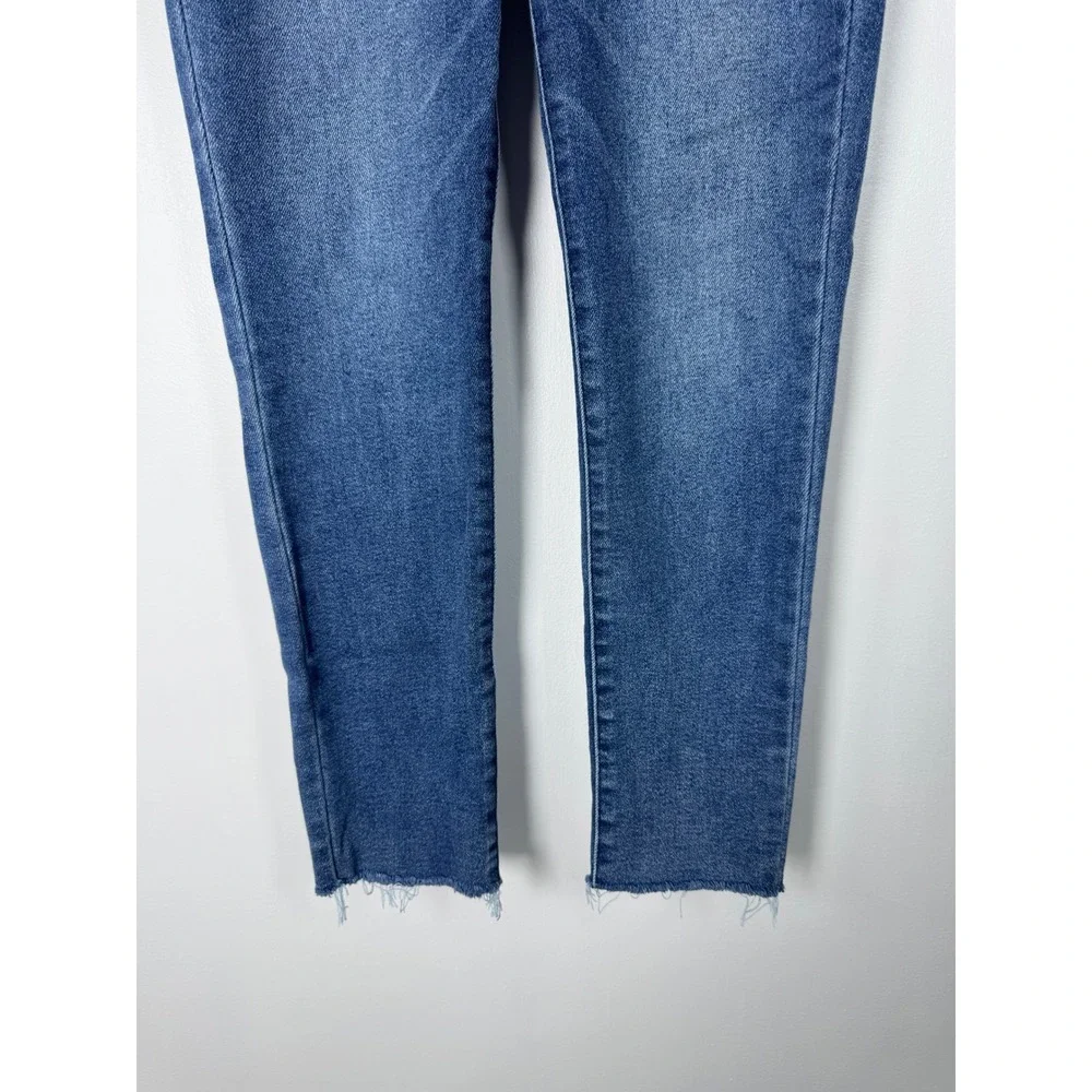 Boho Wit & Wisdom Women 4 Skinny Jeans Blue High Rise Ab-solution Button Fly Raw